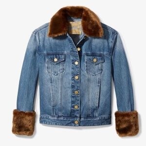 Michael Kors Faux Fur Trim Denim Jacket